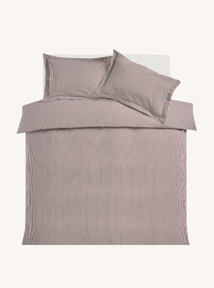 Habitat Cotton Oxford Edge Stripe Cocoa Bedding Set - Double