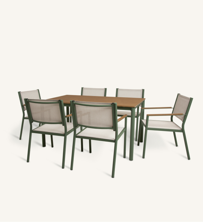 Habitat Mylar 6 Seater Metal Patio Set - Green