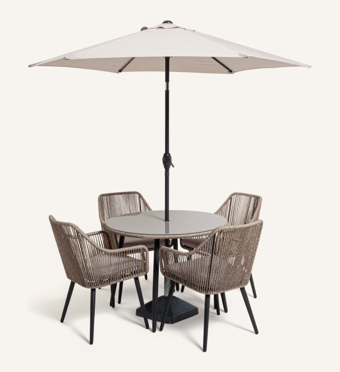 Habitat Malta 4 Seater Rattan Effect Patio Set - Natural